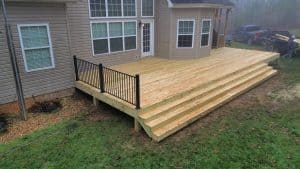 Deck installation on a residential home in Tennessee.