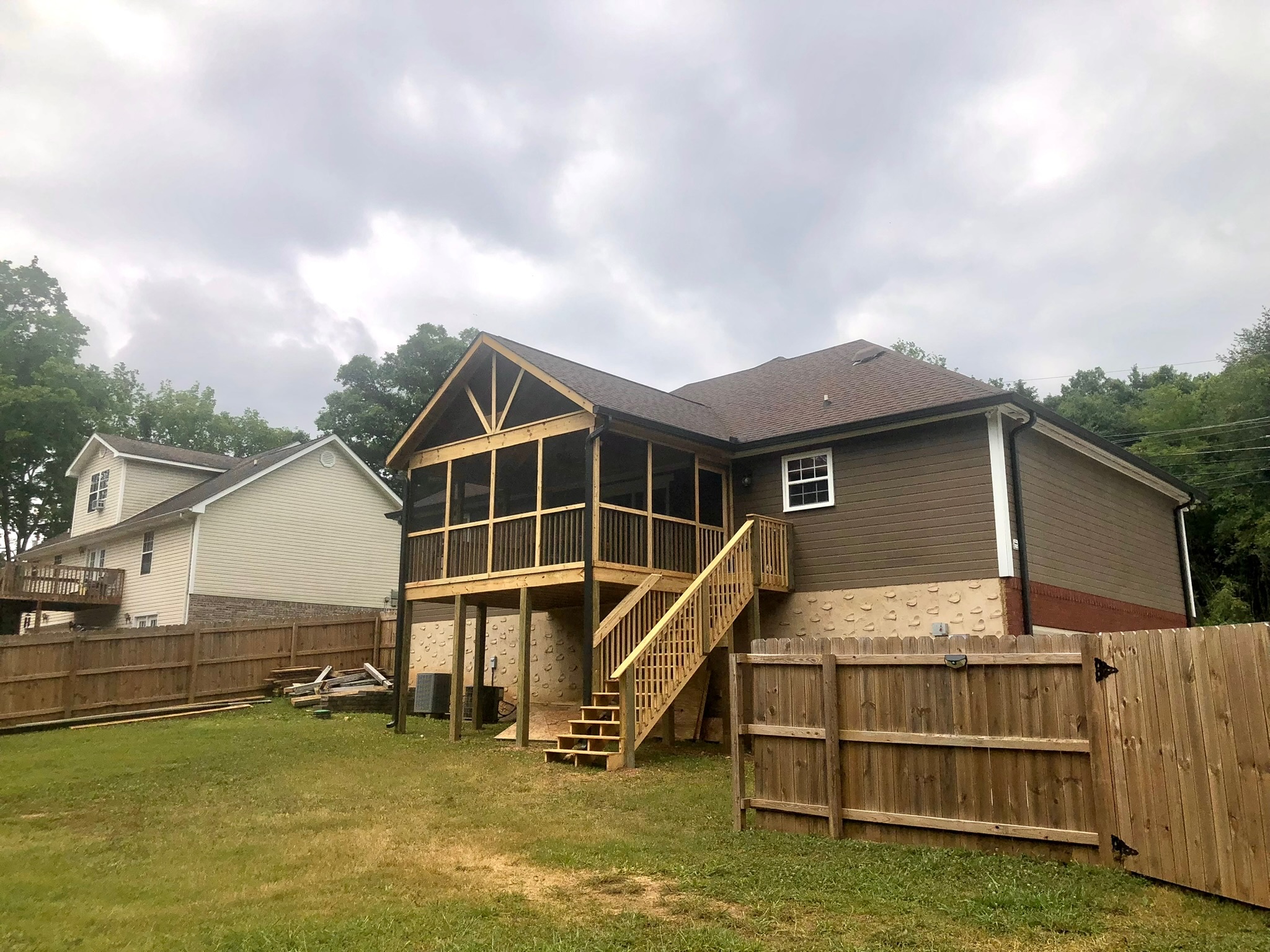 Covered backyard deck built by Hunter Exteriors in Chattanooga Tennessee